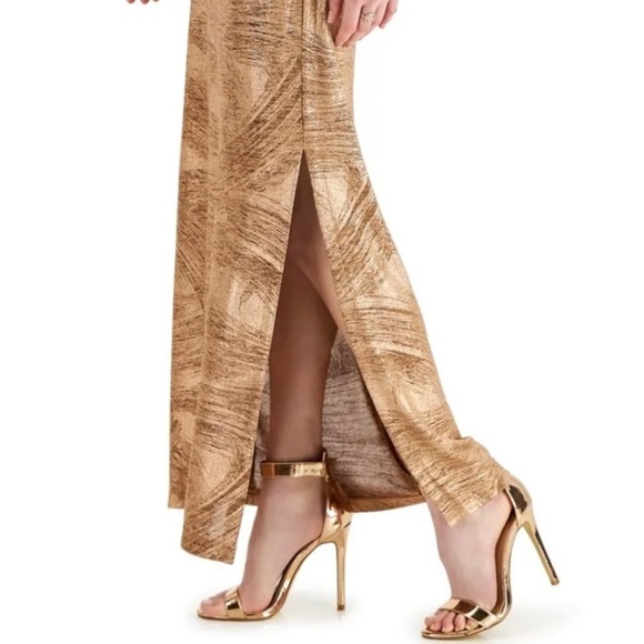 Women’s Formal Dress Size 12 CONNECTED Gold Side Slit Lined Maxi Sheath Gown NEW - Picture 5 of 9